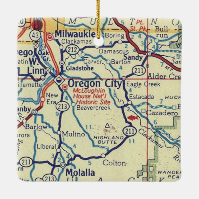 Adorno De Cerámica Mapa de cosechas de la ciudad de Oregon (Reverso)
