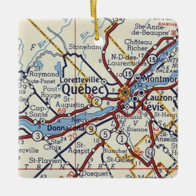Adorno De Cerámica Mapa de cosechas de la ciudad de Quebec (Anverso)