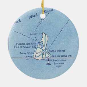 Adorno De Cerámica Mapa de cosechas de la Isla de Bloques RI