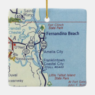 Adorno De Cerámica Mapa de cosechas de la playa Fernandina