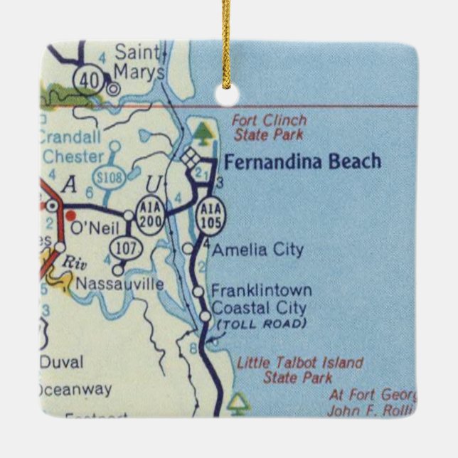 Adorno De Cerámica Mapa de cosechas de la playa Fernandina (Reverso)