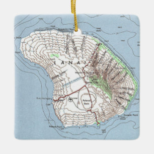 Adorno De Cerámica Mapa de cosechas de Lanai Hawaii