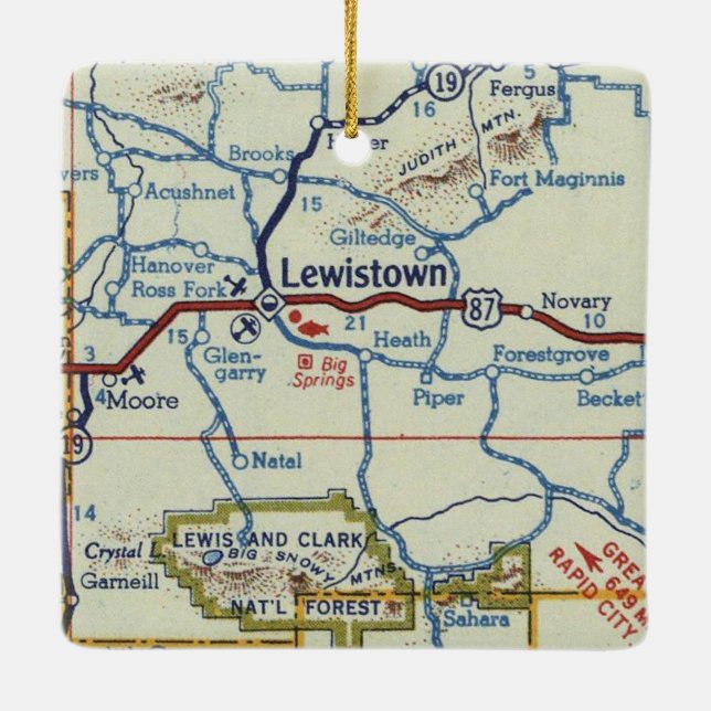 Adorno De Cerámica Mapa de cosechas de Lewistown Montana (Reverso)