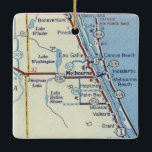 Adorno De Cerámica Mapa de cosechas de Melbourne Florida<br><div class="desc">Mapa vintage de Melbourne Fl con Malabar,  Lago Sawgrass y Melbourne Beach Florida.</div>
