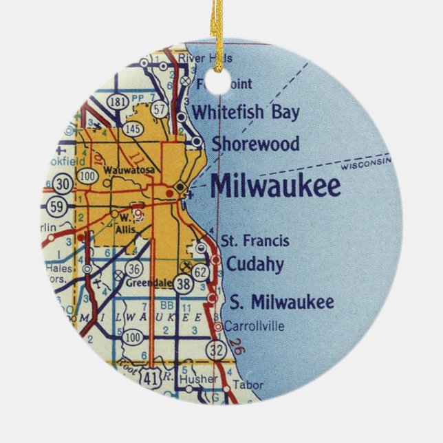Adorno De Cerámica Mapa de cosechas de Milwaukee WI (Atrás)