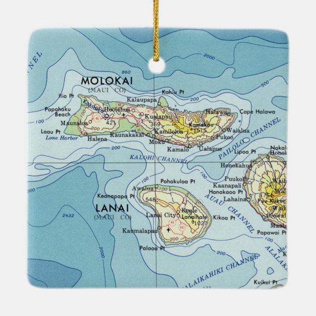Adorno De Cerámica Mapa de cosechas de Molokai (Reverso)