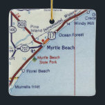 Adorno De Cerámica Mapa de cosechas de Myrtle Beach<br><div class="desc">Ornamento de Navidad para Myrtle Beach South Carolina con hoja de ruta vintage.</div>