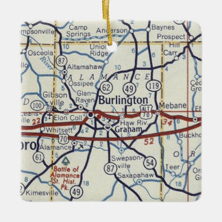 Adorno De Cerámica Mapa de cosechas de naves de Burlington NC