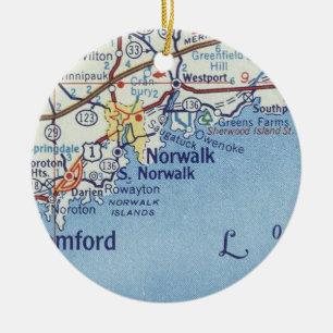 Adorno De Cerámica Mapa de cosechas de Norwalk CT