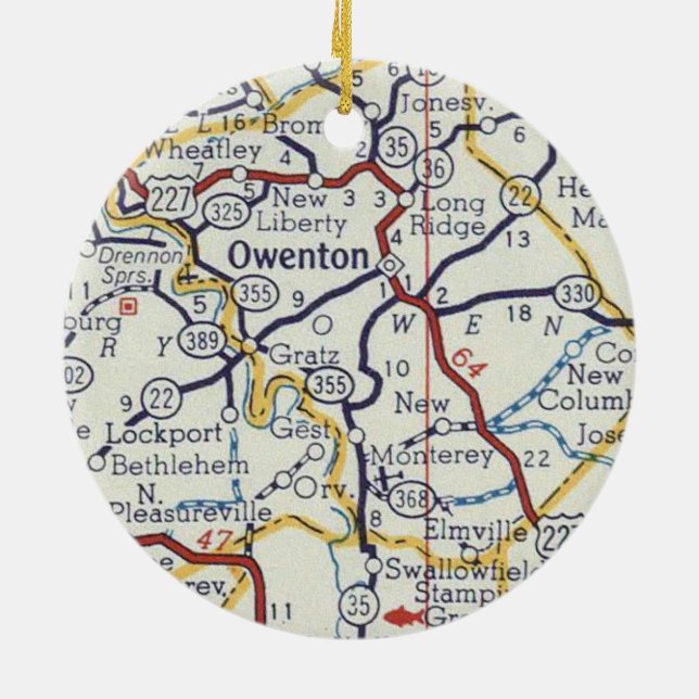 Adorno De Cerámica Mapa de cosechas de Owenton KY (Atrás)