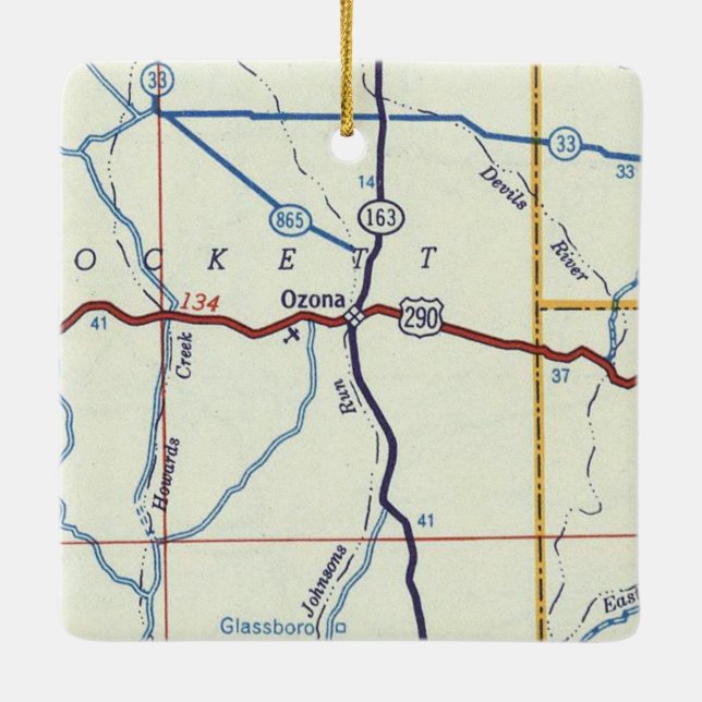 Adorno De Cerámica Mapa de cosechas de Ozona TX (Reverso)