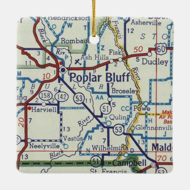 Adorno De Cerámica Mapa de cosechas de Poplar Bluff MO (Reverso)