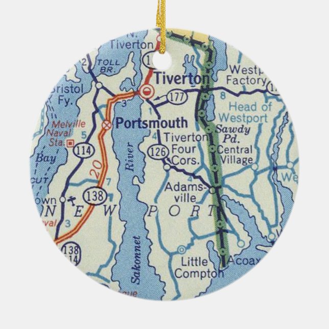 Adorno De Cerámica Mapa de cosechas de Portsmouth RI (Atrás)