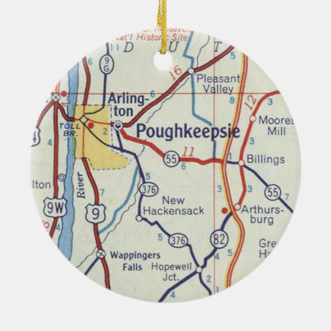 Adorno De Cerámica Mapa de cosechas de Poughkeepsie NY (Atrás)