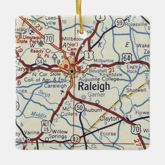 Adorno De Cerámica Mapa de cosechas de Raleigh NC (Anverso)
