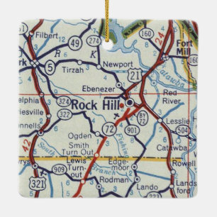 Adorno De Cerámica Mapa de cosechas de Rock Hill SC