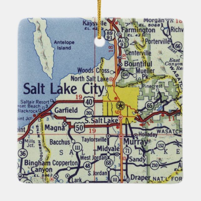 Adorno De Cerámica Mapa de cosechas de Salt Lake City (Reverso)