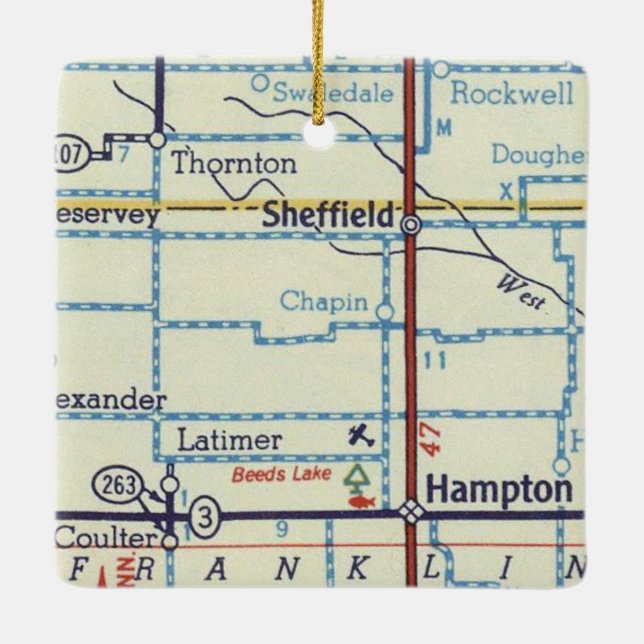 Adorno De Cerámica Mapa de cosechas de Sheffield IA (Reverso)