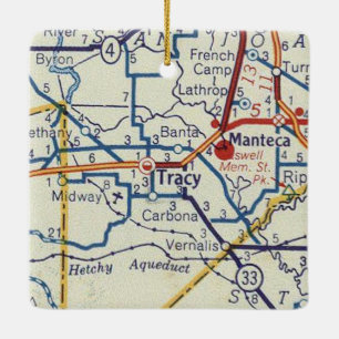 Adorno De Cerámica Mapa de cosechas de Tracy California