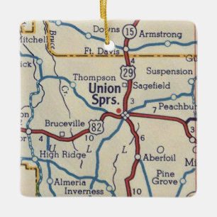 Adorno De Cerámica Mapa de cosechas de Union Springs AL