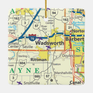 Adorno De Cerámica Mapa de cosechas de Wadsworth Ohio