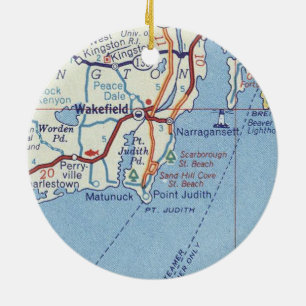 Adorno De Cerámica Mapa de cosechas de Wakefield RI