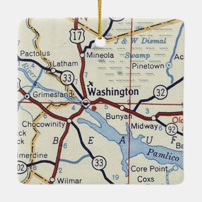 Adorno De Cerámica Mapa de cosechas de Washington NC (Reverso)
