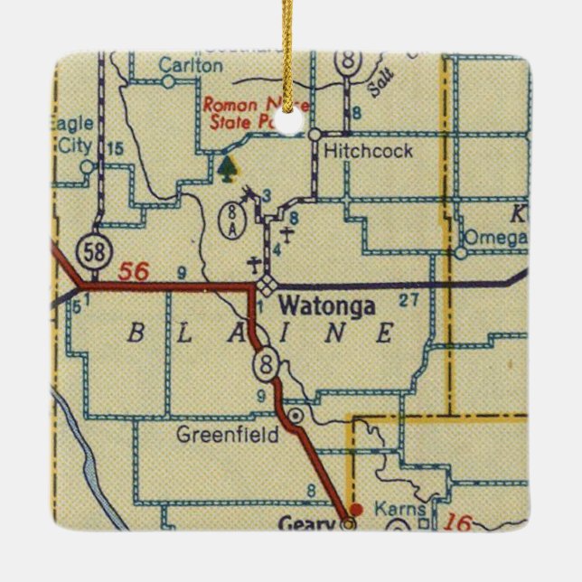 Adorno De Cerámica Mapa de cosechas de Watonga Oklahoma (Reverso)