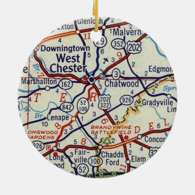 Adorno De Cerámica Mapa de cosechas de West Chester PA (Atrás)