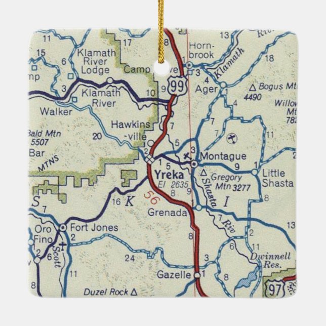 Adorno De Cerámica Mapa de cosechas de Yreka CA (Reverso)