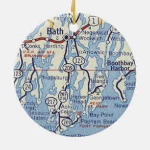 Adorno De Cerámica Mapa de cosechas del puerto de Bath y Boothbay