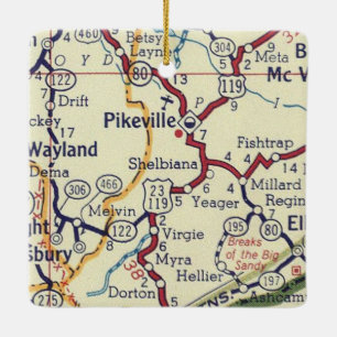 Adorno De Cerámica Mapa de cosechas Pikeville KY