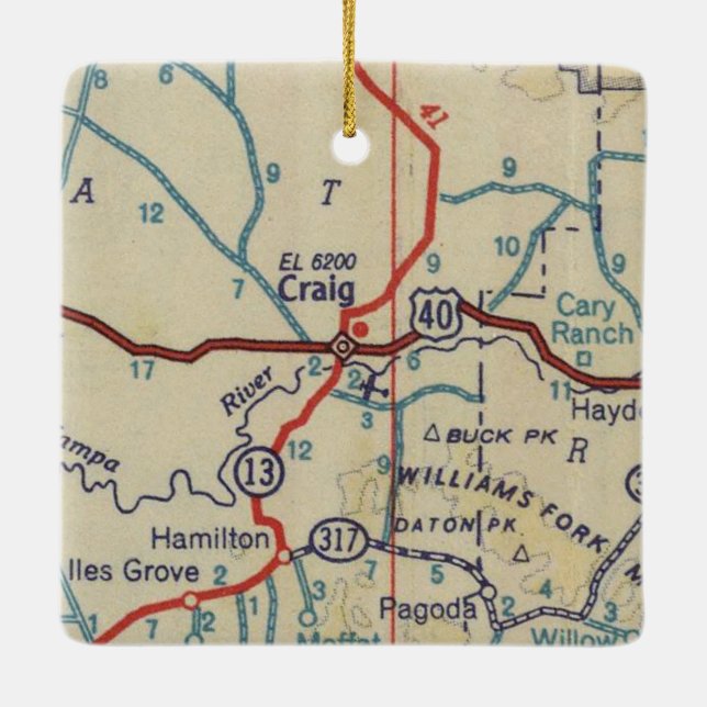Adorno De Cerámica Mapa de Craig CO 1945 (Reverso)