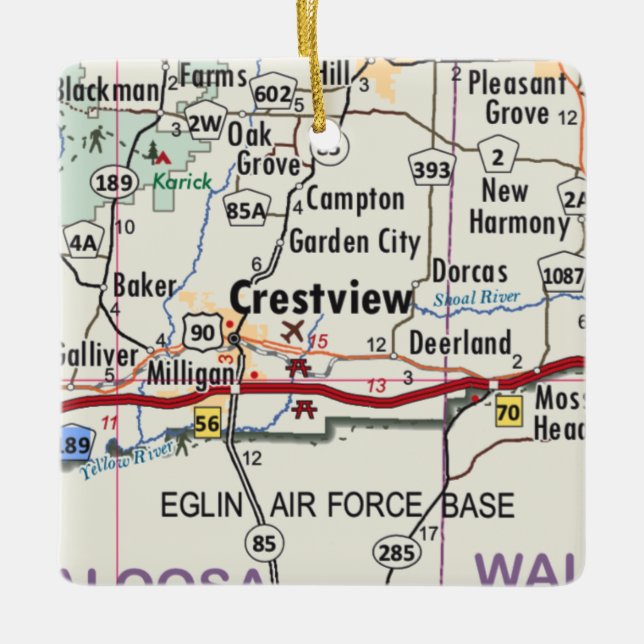 Adorno De Cerámica Mapa de Crestview Florida (Anverso)
