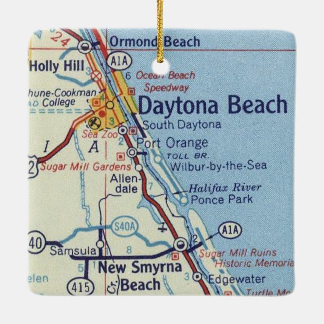 Adorno De Cerámica Mapa de Daytona Beach Classic (Reverso)