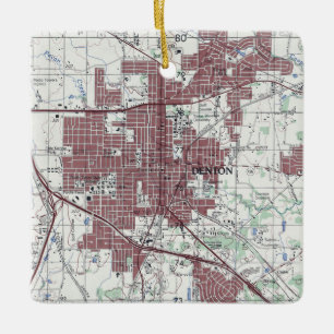 Adorno De Cerámica Mapa de Denton Texas City