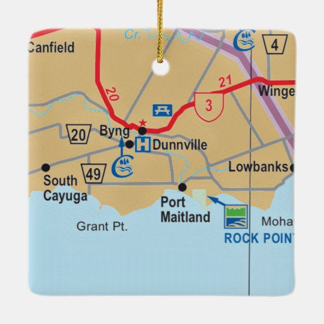 Adorno De Cerámica Mapa de Dunnville Ontario (Reverso)