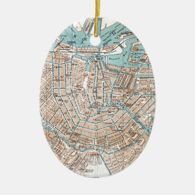 Adorno De Cerámica Mapa de época de Amsterdam (1905) (Frente)