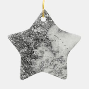 Adorno De Cerámica Mapa de época de Boston