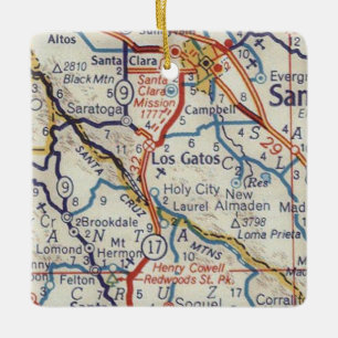 Adorno De Cerámica Mapa de época de Los Gatos