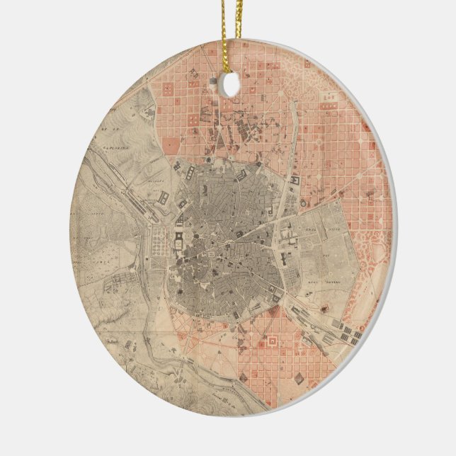 Adorno De Cerámica Mapa de época de Madrid España (1861) (Izquierda)