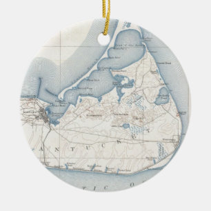 Adorno De Cerámica Mapa de época de Nantucket (1919)