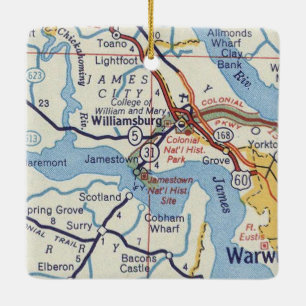 Adorno De Cerámica Mapa de época de Williamsburg