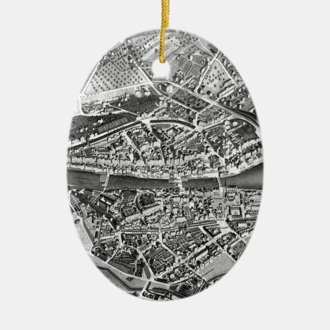 Adorno De Cerámica Mapa de época de Zúrich Suiza (1850) (Frente)