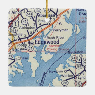Adorno De Cerámica Mapa de época Edgewood MD