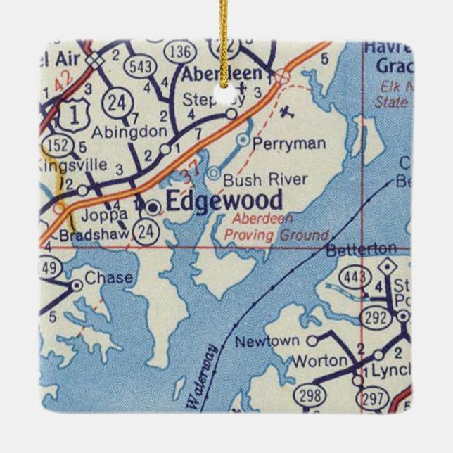 Adorno De Cerámica Mapa de época Edgewood MD (Reverso)