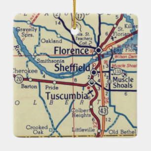 Adorno De Cerámica Mapa de época Florencia AL