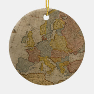 Adorno De Cerámica Mapa de Europa el   1700