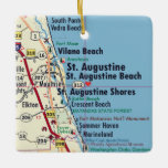 Adorno De Cerámica Mapa de FL de San Agustín<br><div class="desc">Ornamento navideño de San Agustín Florida con mapa de la playa de Vilano.</div>