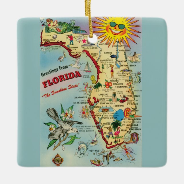 Adorno De Cerámica Mapa de Florida (Anverso)